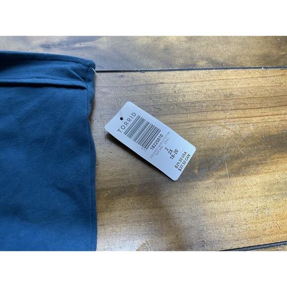 Torrid Top 2X One Shoulder Cut Out Foxy Teal Blue Plus Size Layering Tee Tank - Picture 3 of 9